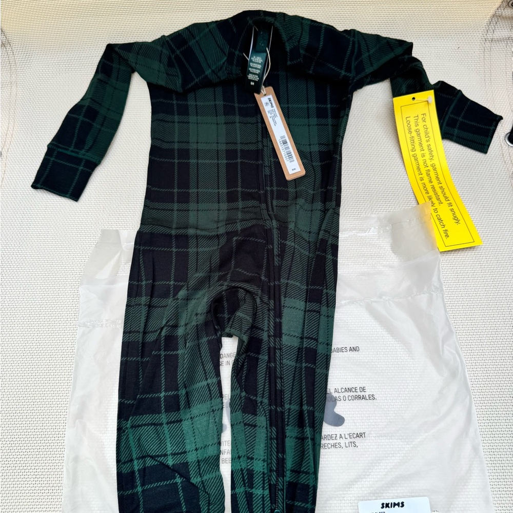 SKIMS Cypress Plaid Baby Onesie